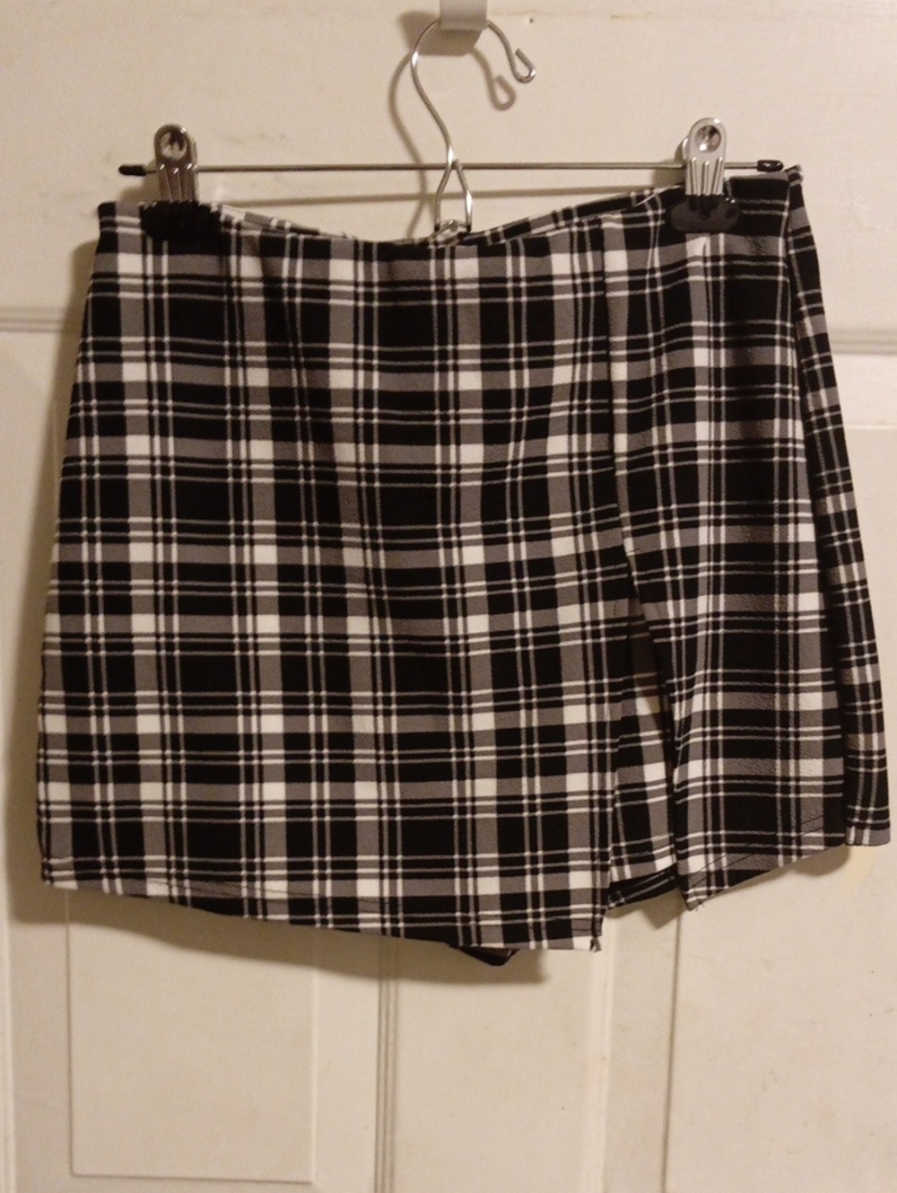 Black & White Plaid Mini Skort - Women's Skirt